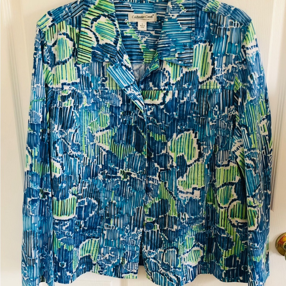 Coldwater Creek Jacket Blazer Colorful Cruise Resort Wear Boho Chic Jacket